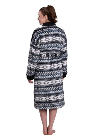 Roper Womens Fleece Robe Aztec Black