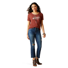 Load image into Gallery viewer, ARIAT WOMENS DENIM LABEL SS TEE RUST HEATHER
