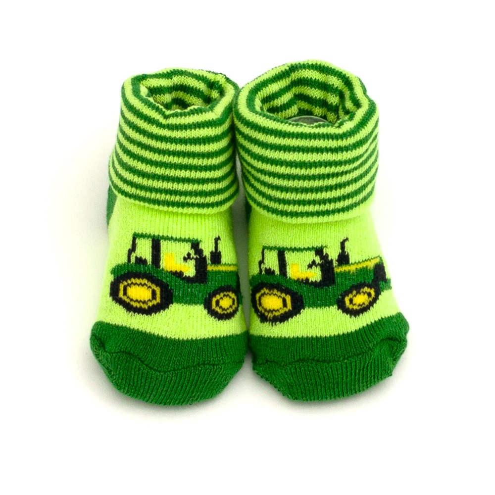 John Deere Infant Tractor Cuff Booties (0-6M)