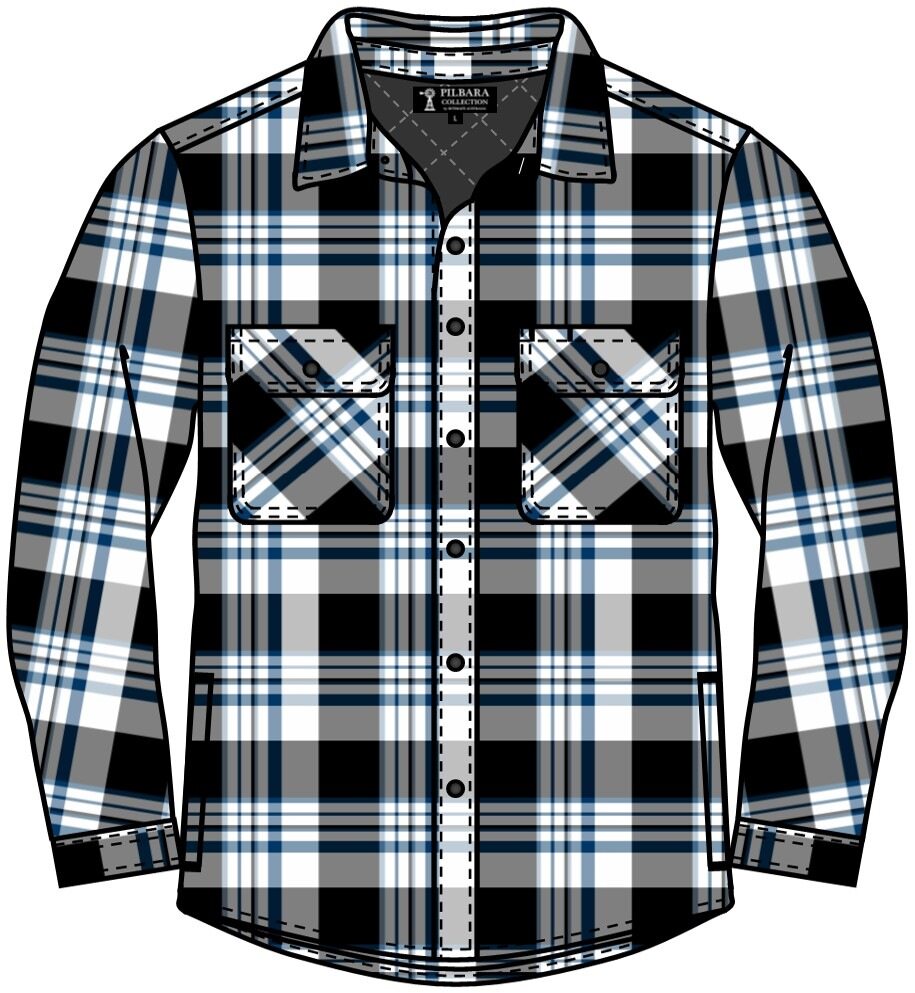 Pilbara Flannelette Quilted Shirt Mens Open Front