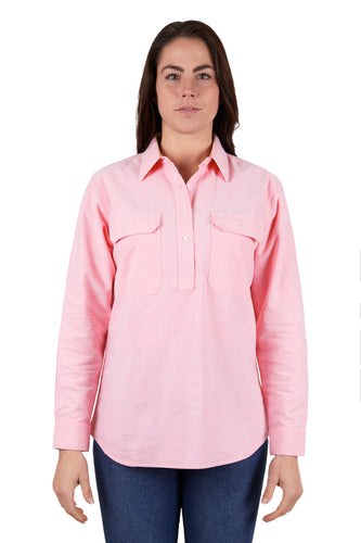 Hard Slog Womens Jas Half Placket Long Sleeve Shirt