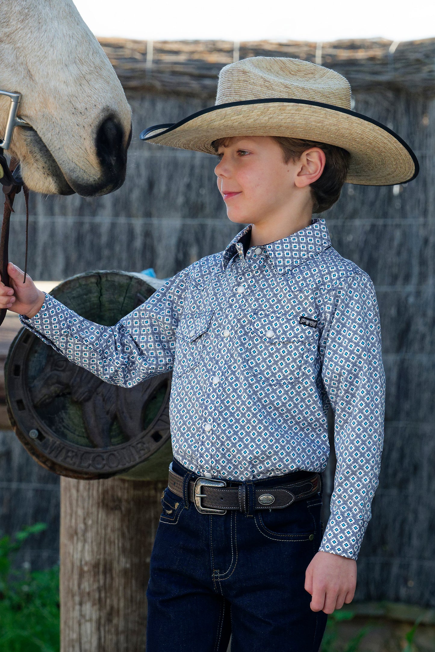 Pure Western Boys Mark Long Sleeve Shirt