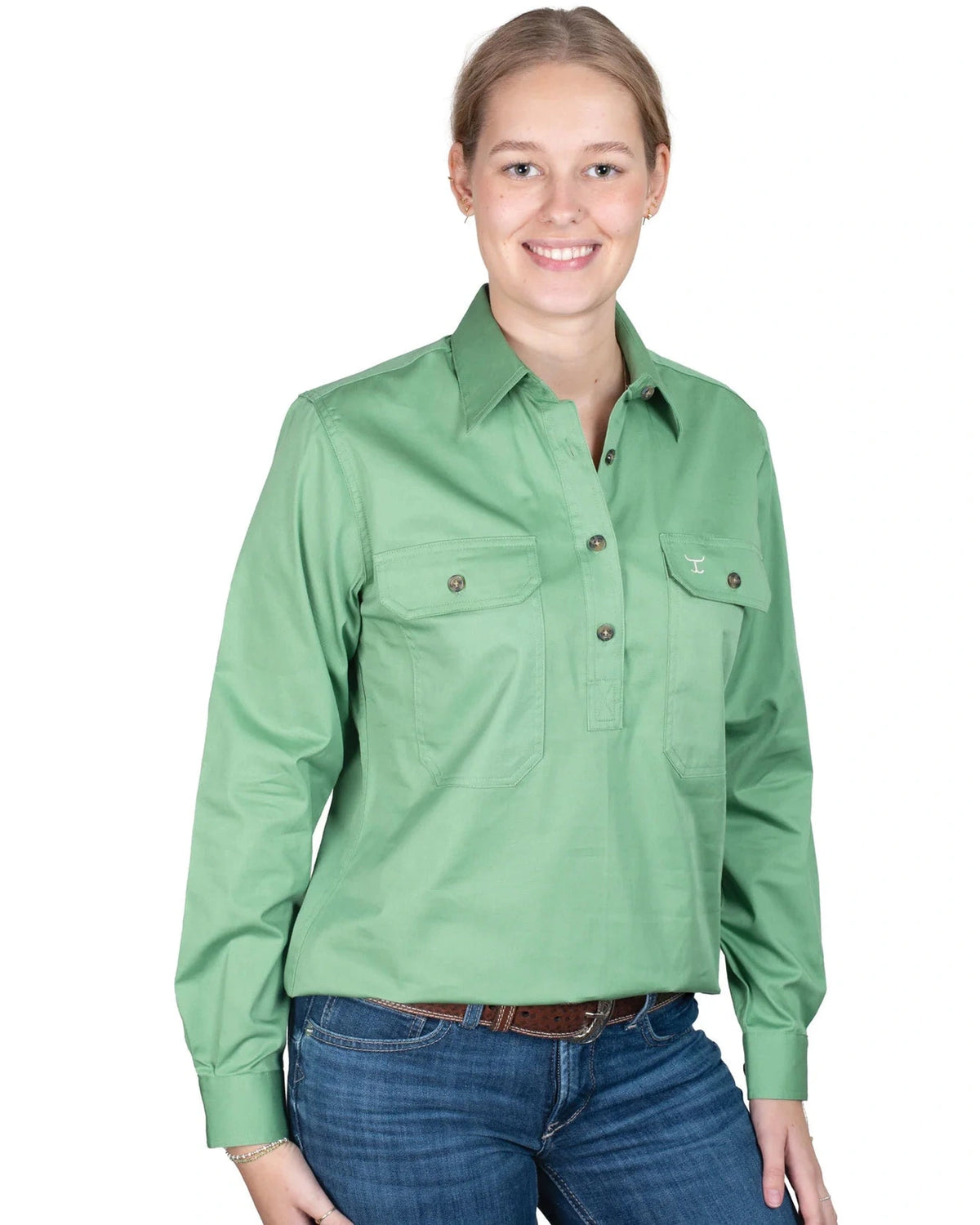 Just Country Womens Jahna Half Button Country Workshirt