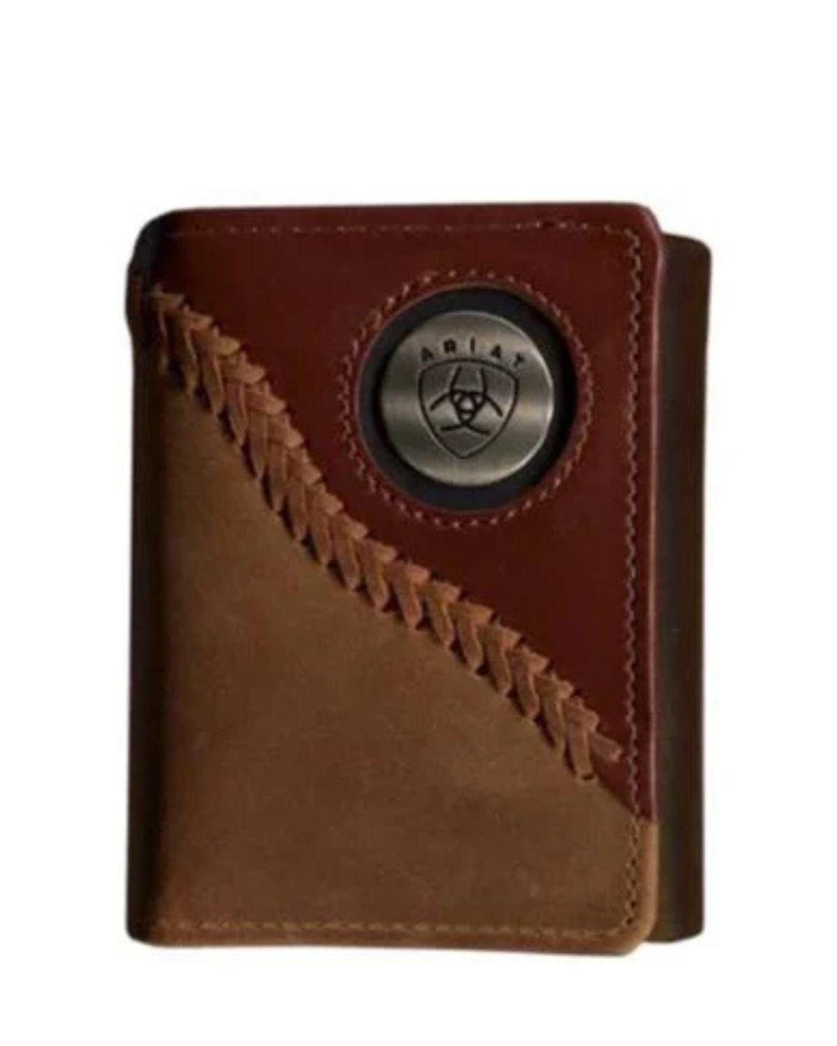 Ariat Mens Tri-Fold Wallet Two Toned Stitched