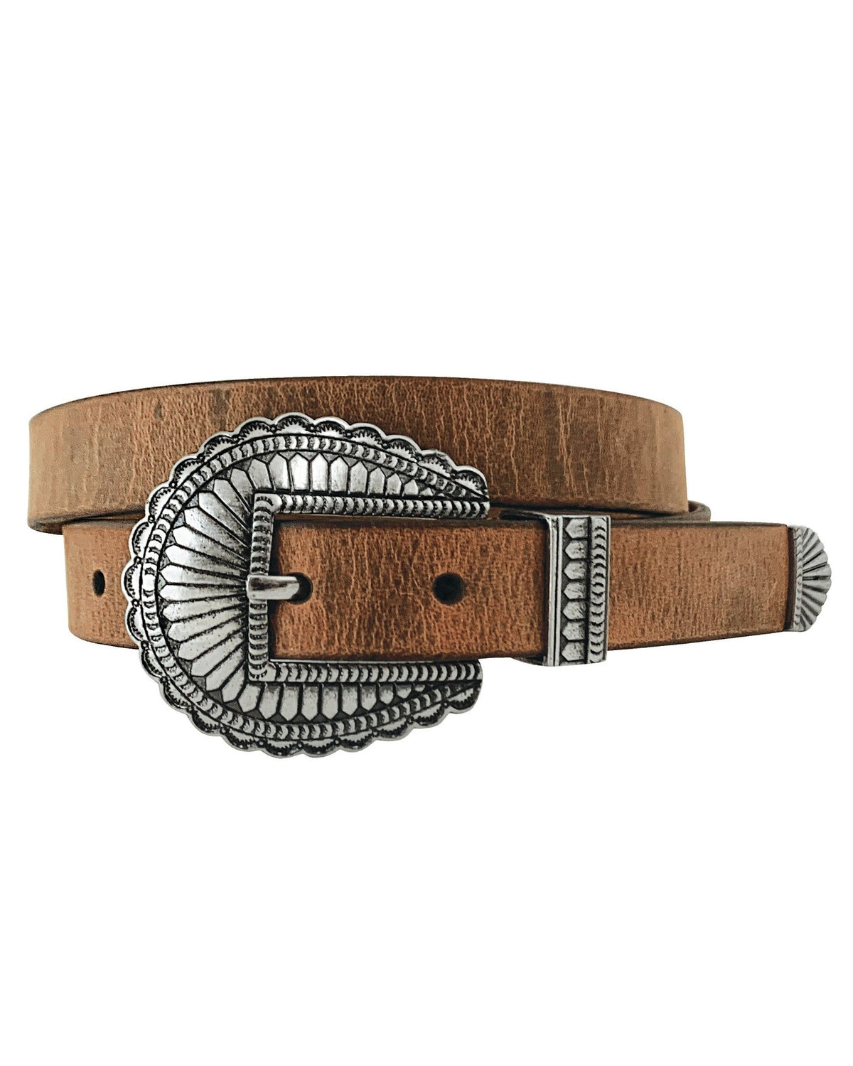 Roper Womens Belt 1 1/4 Inch Distressed Leather with 3 Piece Buckle
