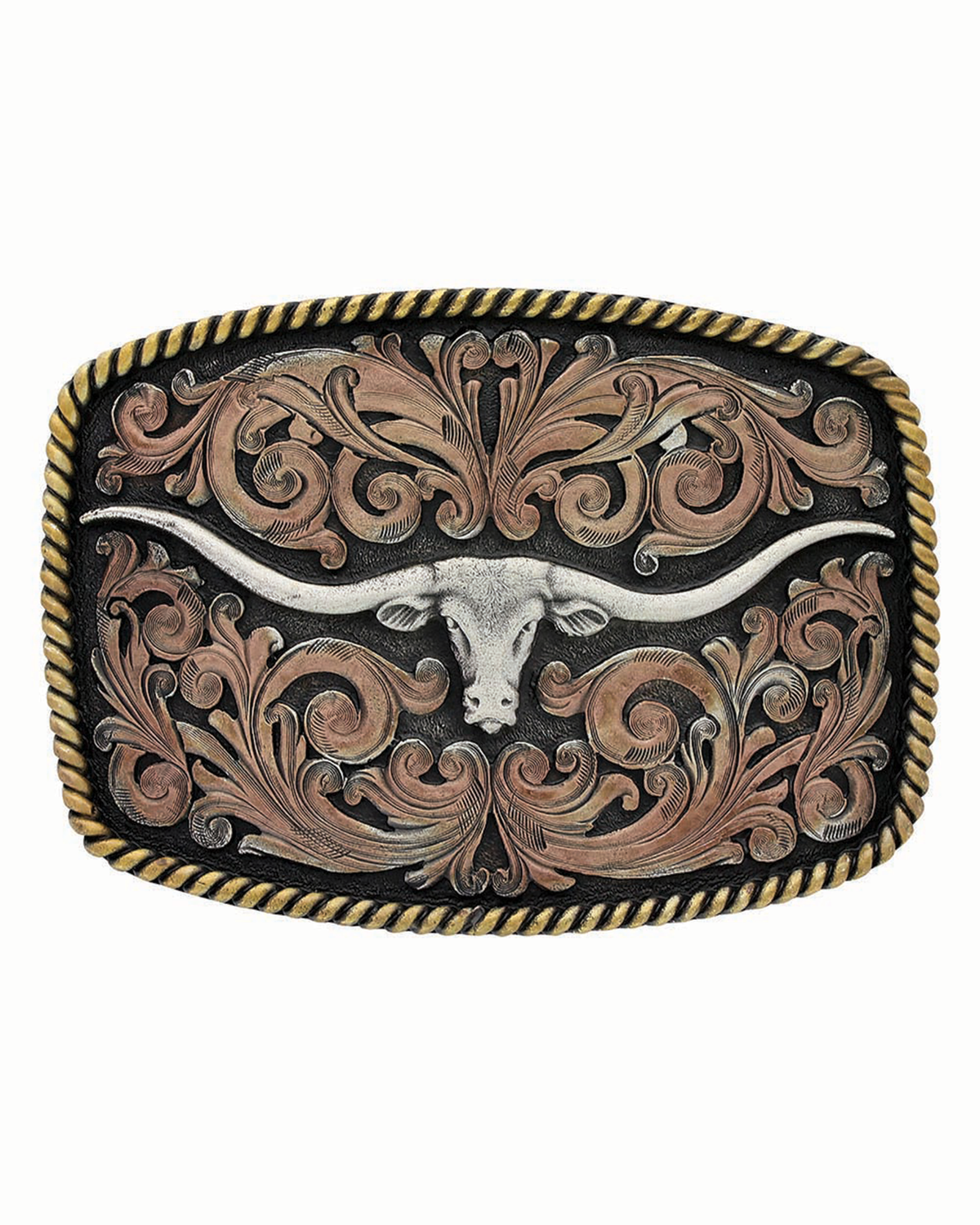 Montana Silversmiths Tri-Color Texas Longhorn Attitude Buckle