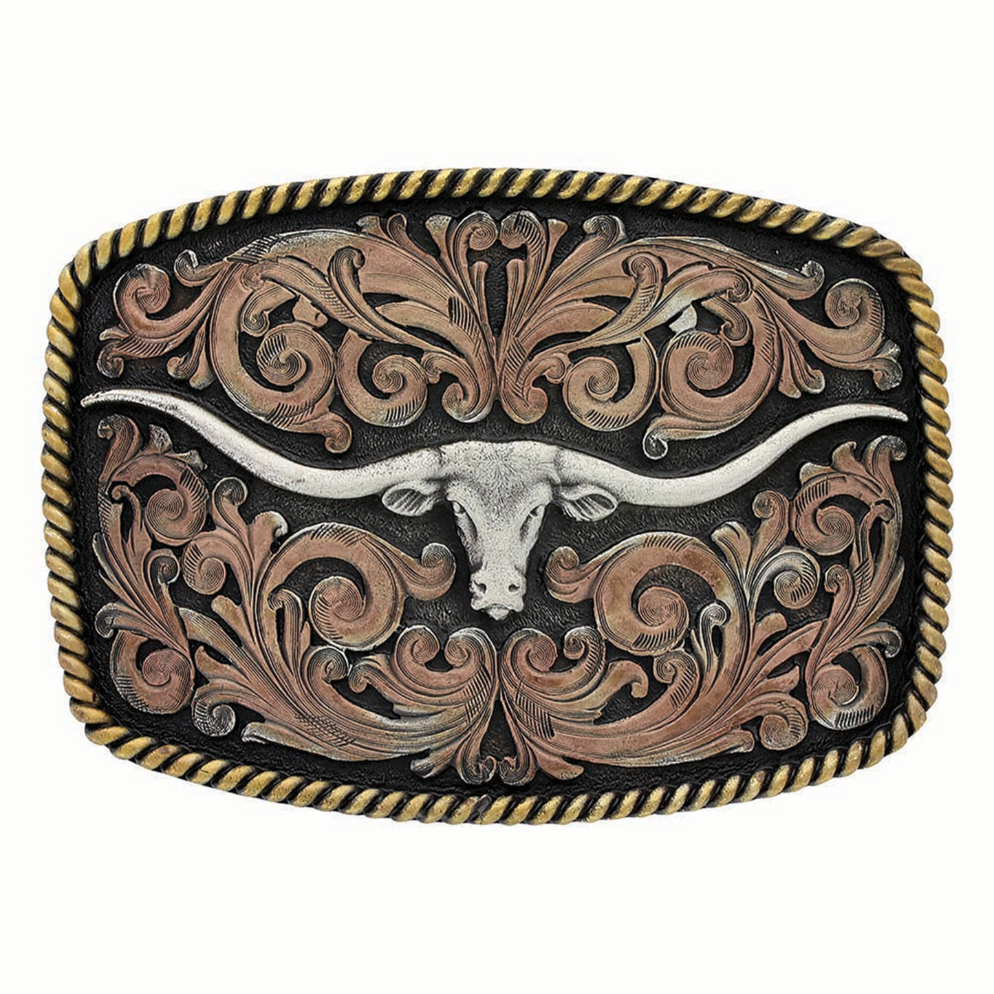 Montana Silversmiths Tri-Color Texas Longhorn Attitude Buckle