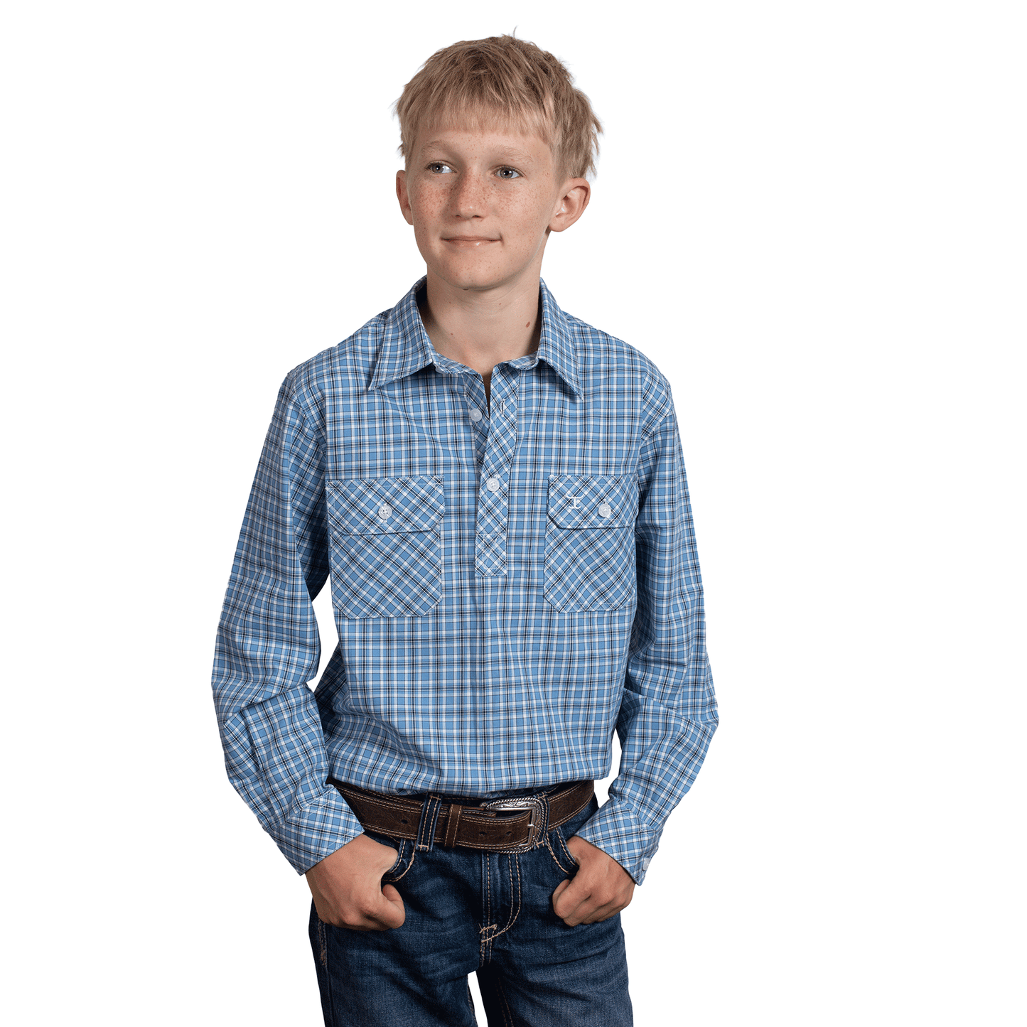 Just Country Boys Brayden Half Button Print Country Workshirt
