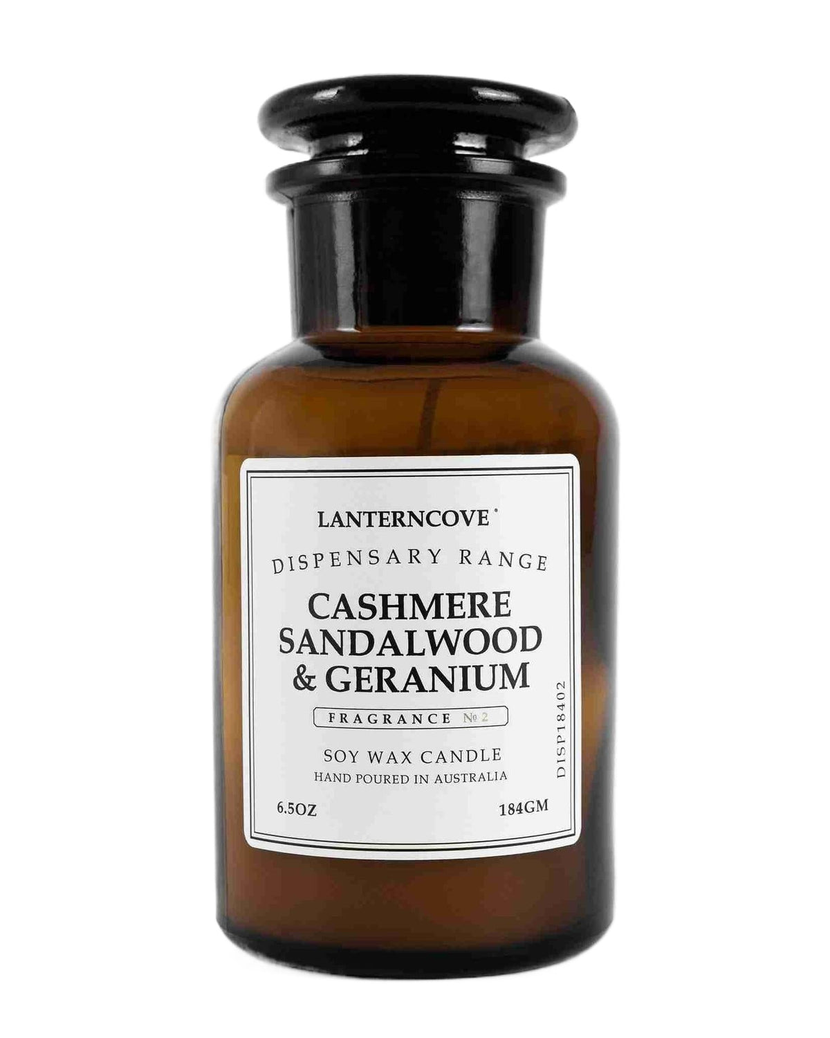 Lanterncove Dispensary 6.5 oz Soy Wax Candle Cashmere Sandalwood and Geranium