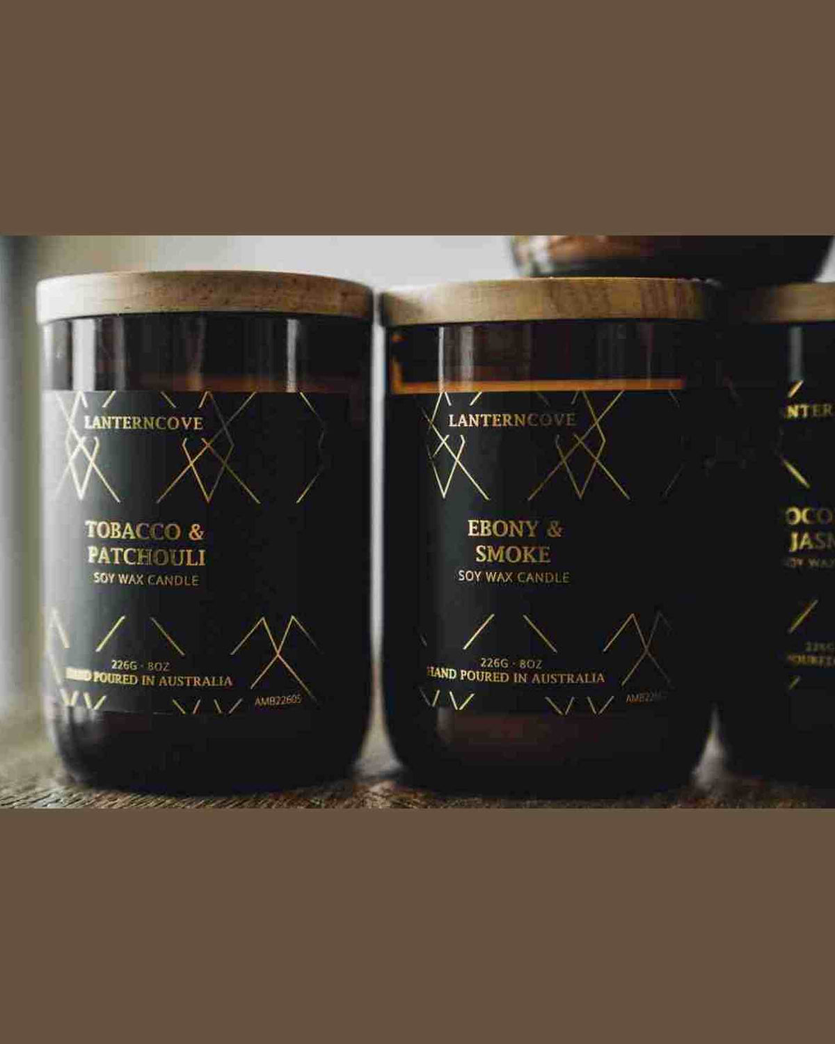 Lanterncove Amberesque 8 oz Soy Wax Candle Ebony and Smoke