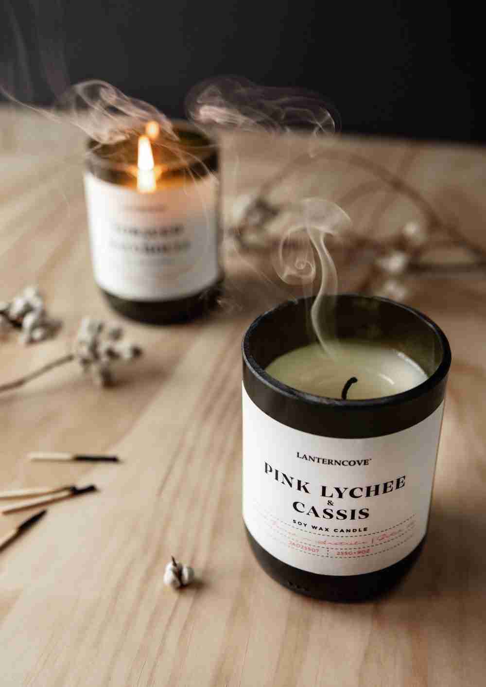 Lanterncove Jade 9 oz Soy Wax Candle Pink Lychee and Cassis