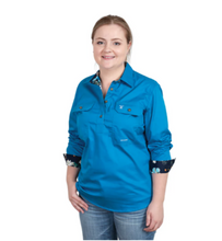 Load image into Gallery viewer, Just Country Womens Jahna Trim Long Sleeve Half Button Solid Workshirt