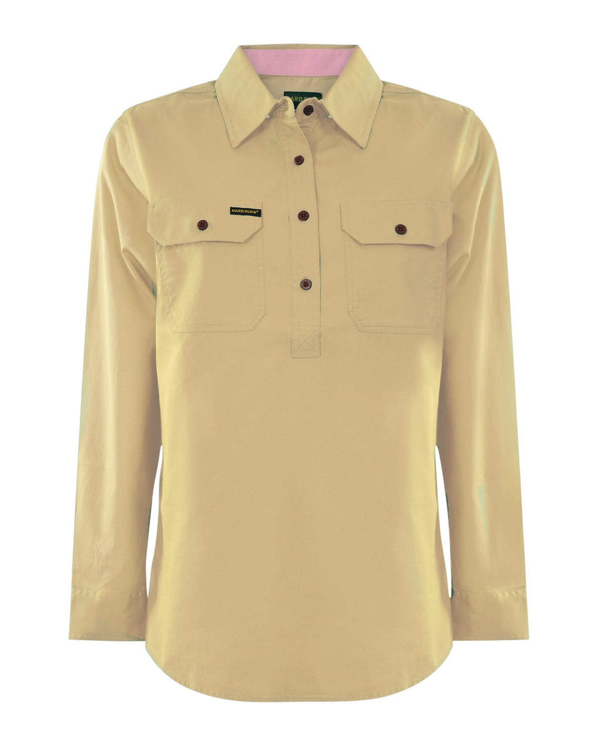 Hard Slog Womens Half Placket Light Cotton Coloured Long Sleeve Work Shirt