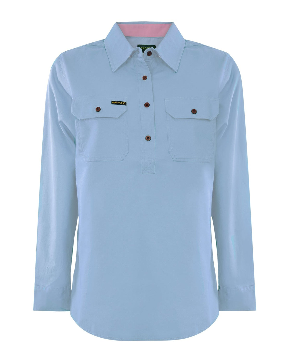 Hard Slog Womens Half Placket Light Cotton Coloured Long Sleeve Work Shirt