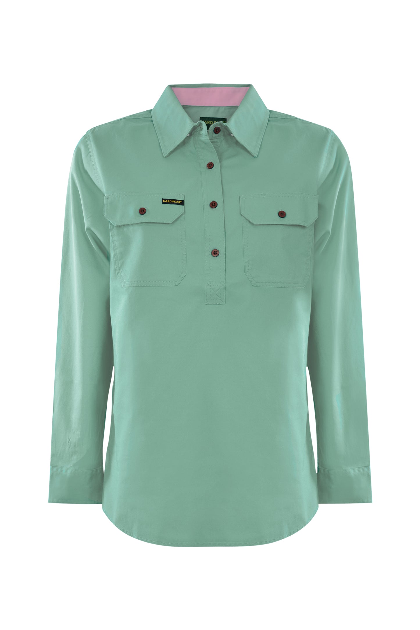 Hard Slog Womens Half Placket Light Cotton Coloured Long Sleeve Work Shirt