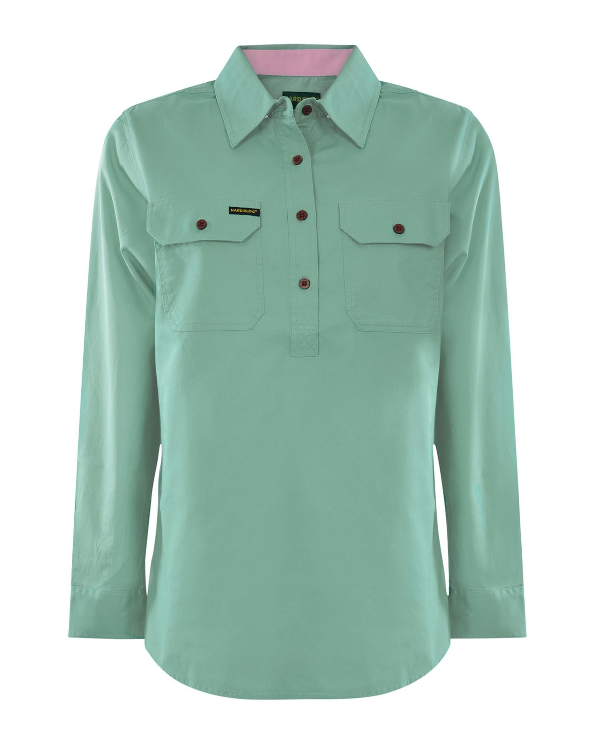 Hard Slog Womens Half Placket Light Cotton Coloured Long Sleeve Work Shirt