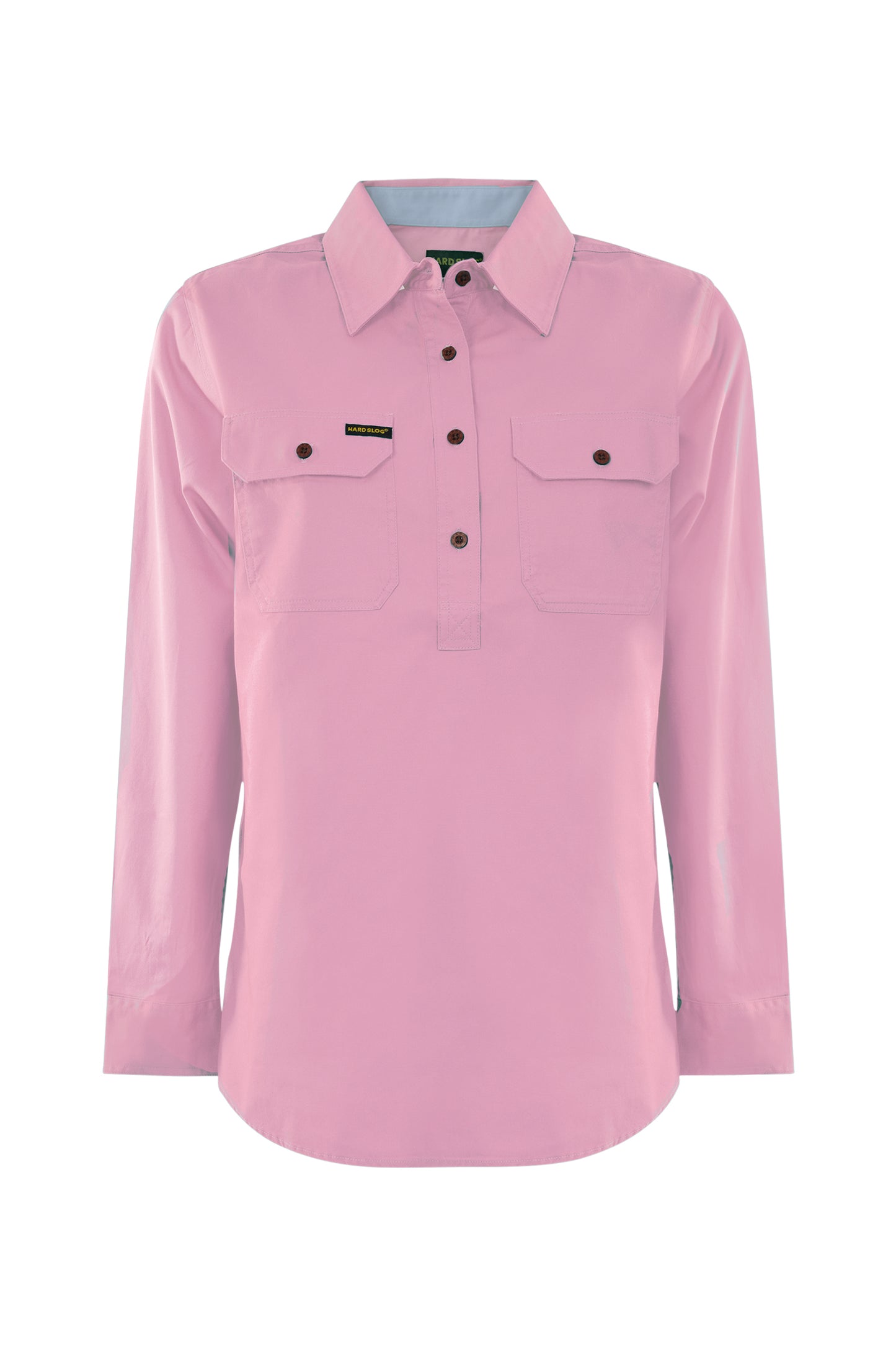 Hard Slog Womens Half Placket Light Cotton Coloured Long Sleeve Work Shirt