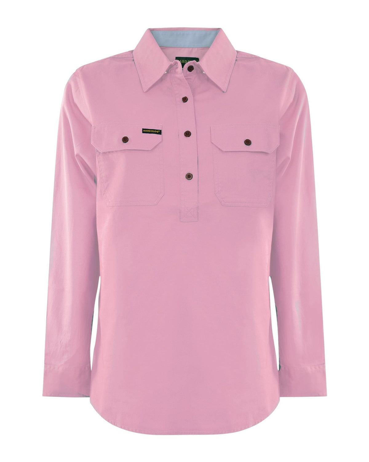 Hard Slog Womens Half Placket Light Cotton Coloured Long Sleeve Work Shirt
