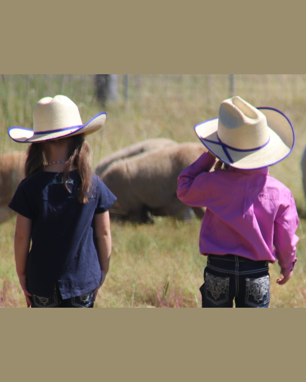 Sunbody Hats Kids Cattleman Palm Leaf Hat Natural / Royal Blue Bound Edge