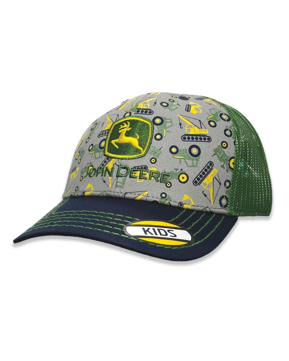 John Deere Kids Trademark Logo Embroidered Trucker Cap - All Over Pattern