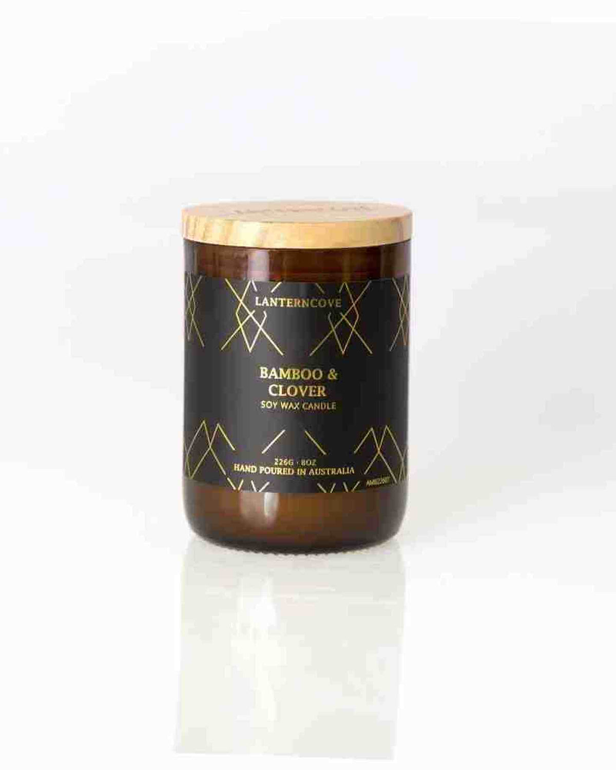 Lanterncove Amberesque 8 oz Soy Wax Candle Bamboo and Clover