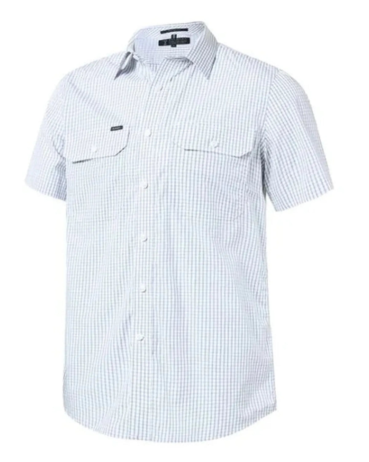 Pilbara Mens Yarn Dyed Check Dual Pocket Short Sleeve Shirt