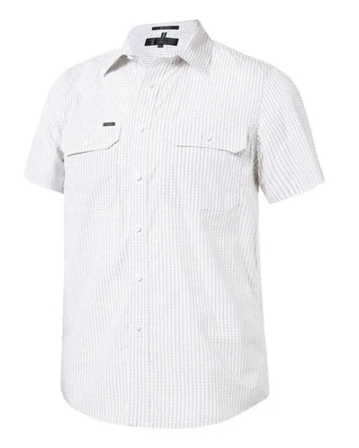 Pilbara Mens Yarn Dyed Check Dual Pocket Short Sleeve Shirt