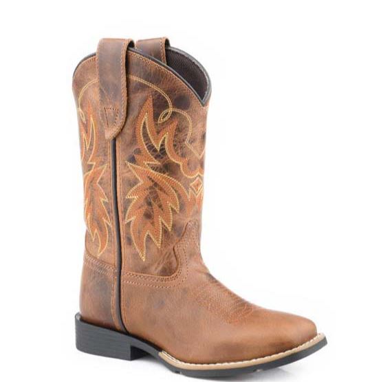 Roper Big Kids Sendero Polished Leather Western Boots