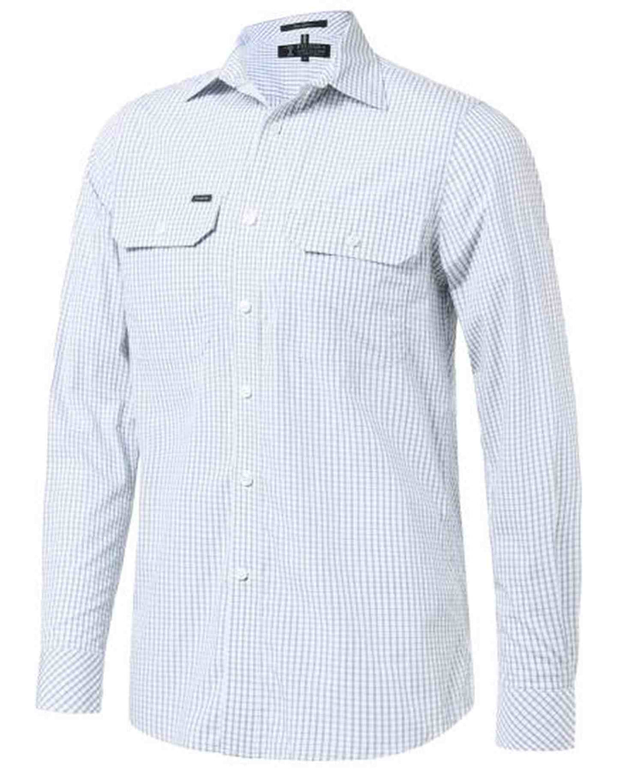 Pilbara Mens Yarn Dyed Check Dual Pocket Long Sleeve Shirt