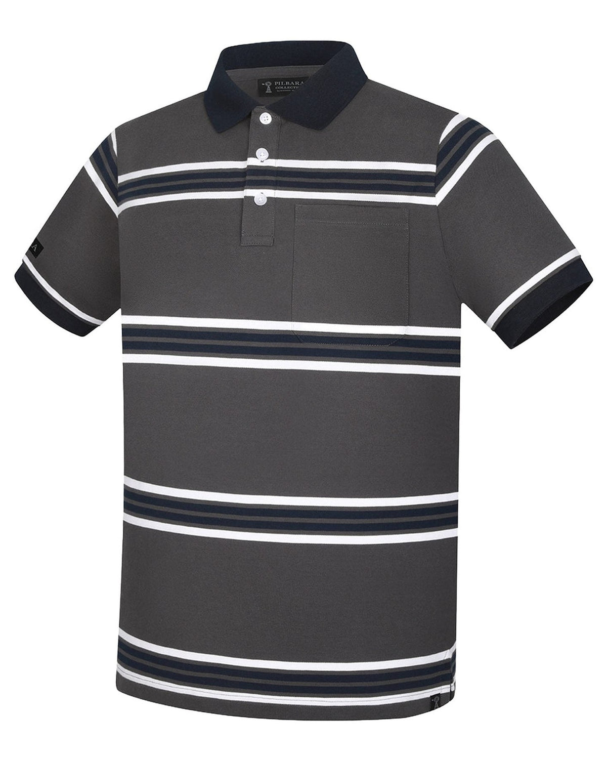 Pilbara Mens Yarn Dyed Striped Pocket Polo