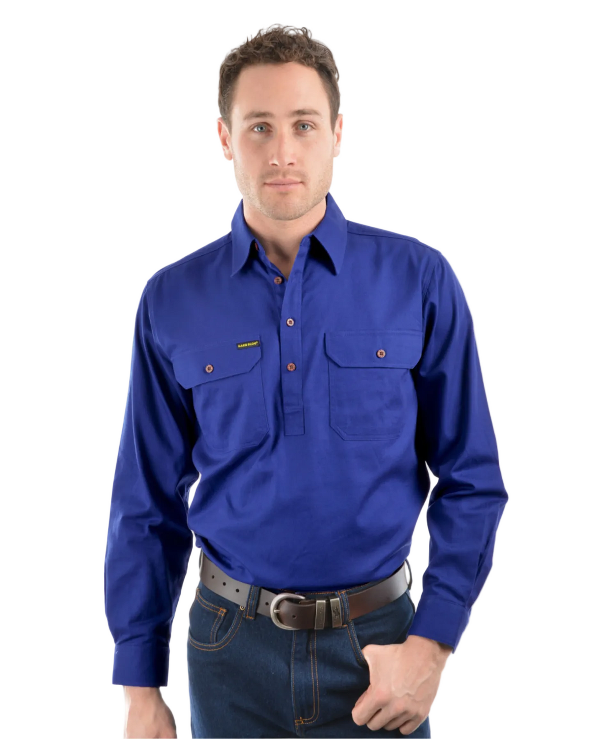 Hard Slog Mens Half Placket Light Cotton Country Work Shirt