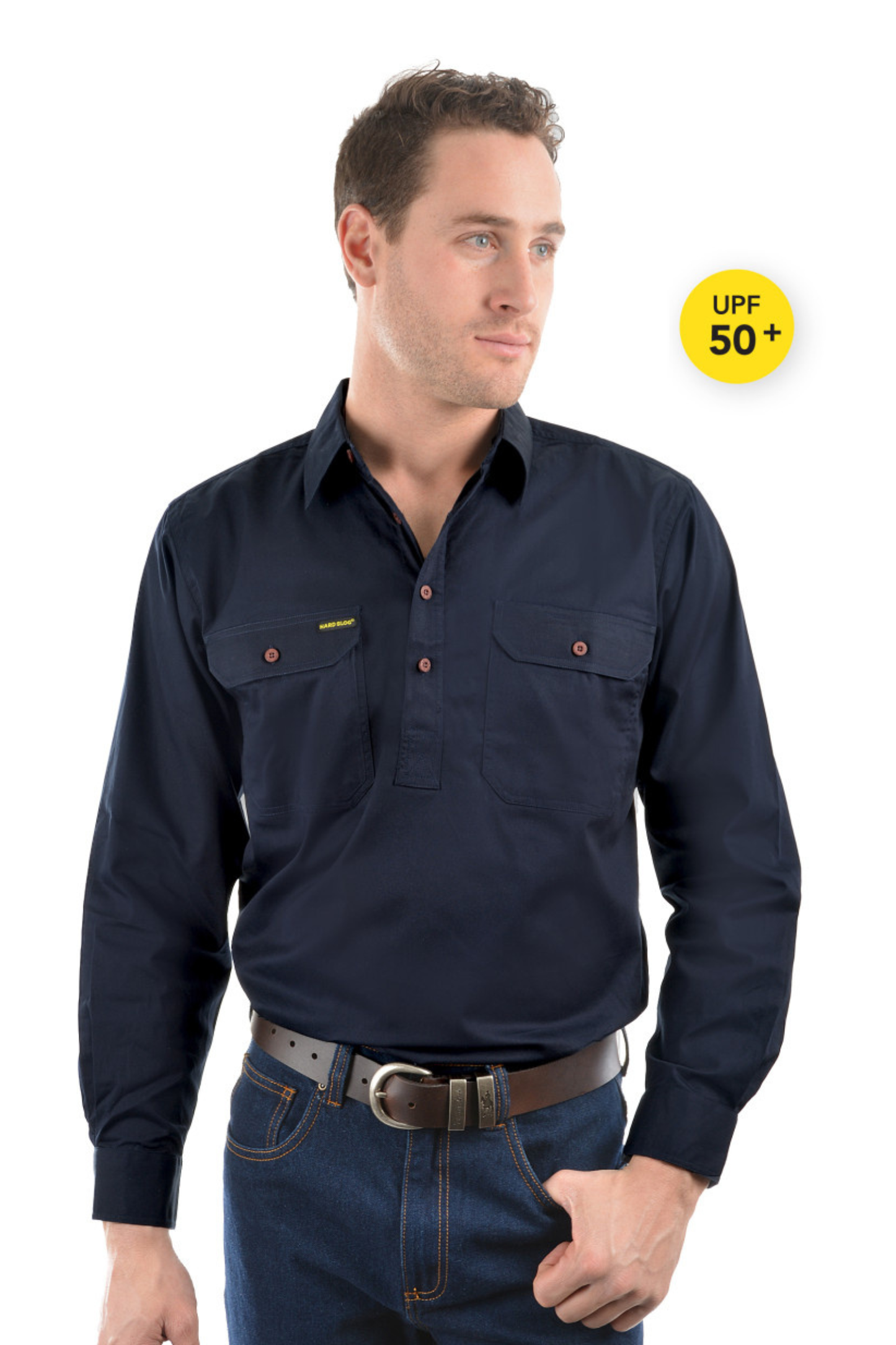 Hard Slog Mens Half Placket Light Cotton Country Work Shirt