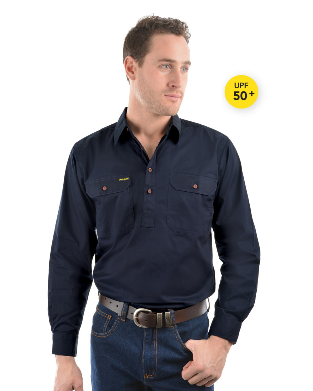 Hard Slog Mens Half Placket Light Cotton Country Work Shirt