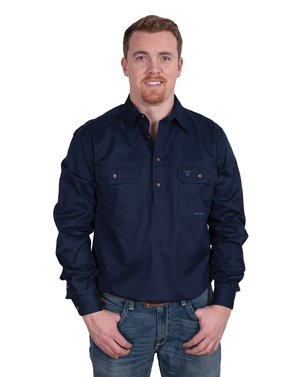 Just Country Mens Cameron Half Button Country Workshirt