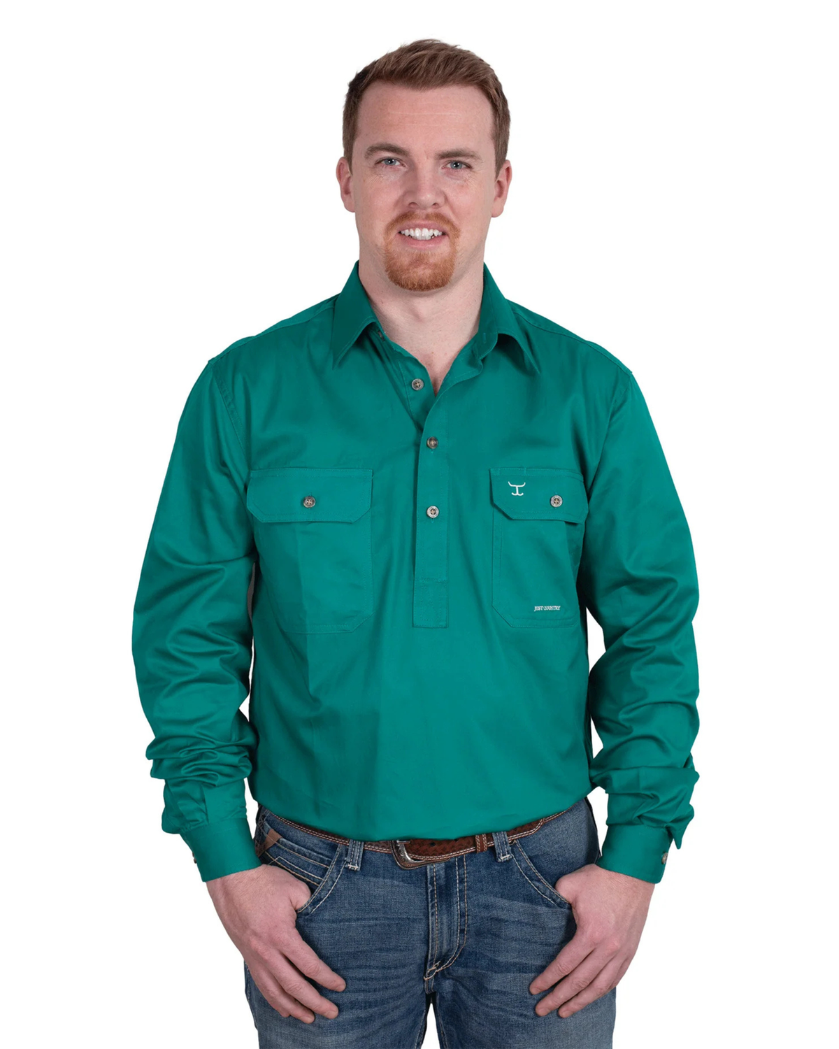 Just Country Mens Cameron Half Button Country Workshirt