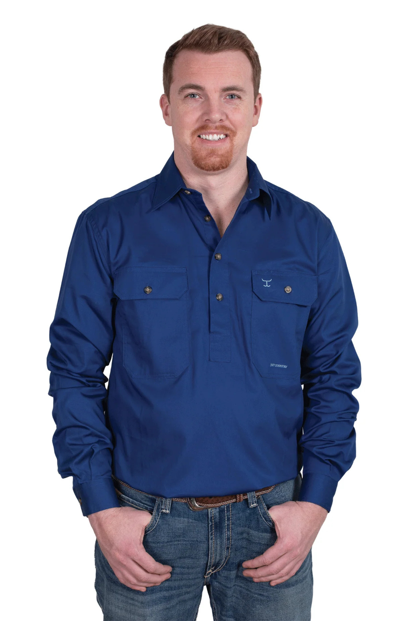 Just Country Mens Cameron Half Button Country Workshirt