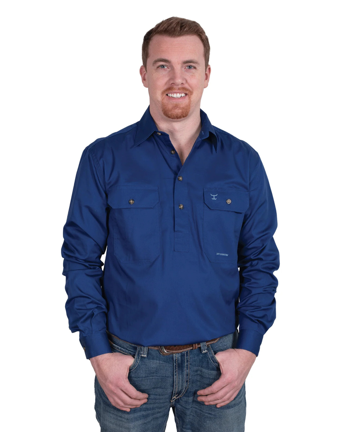 Just Country Mens Cameron Half Button Country Workshirt