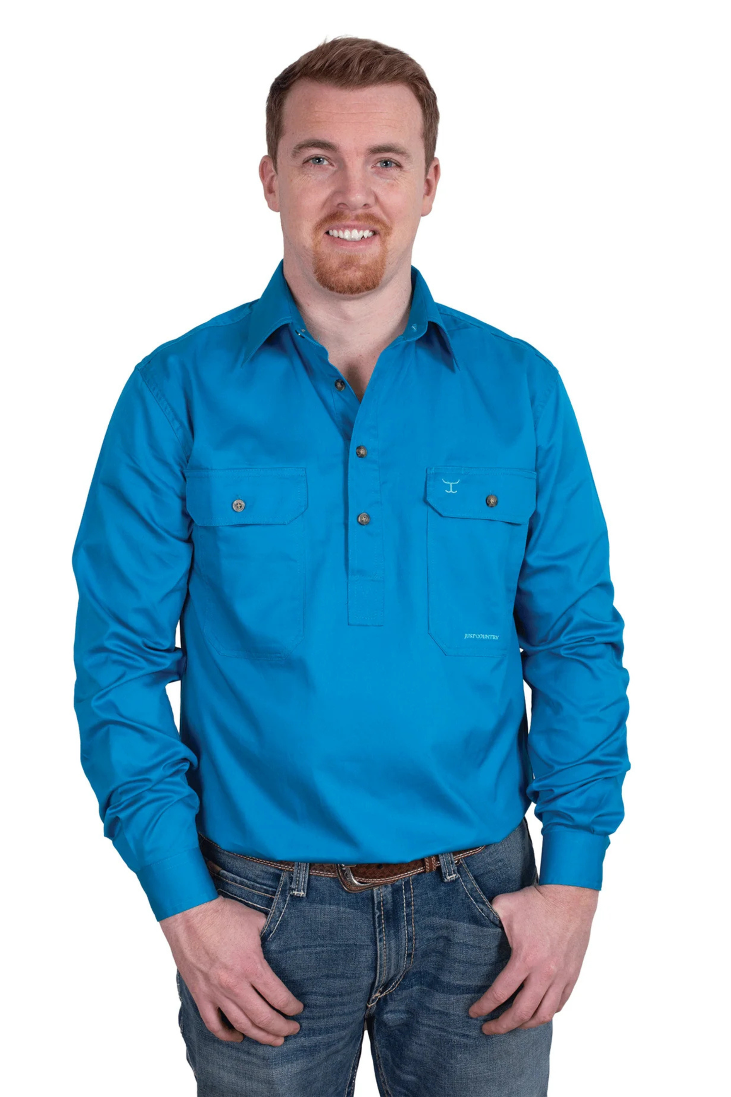 Just Country Mens Cameron Half Button Country Workshirt