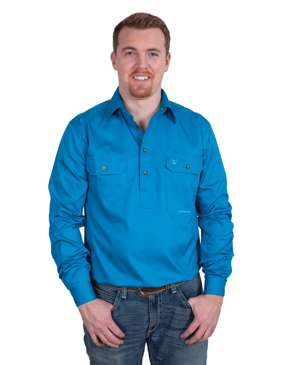 Just Country Mens Cameron Half Button Country Workshirt