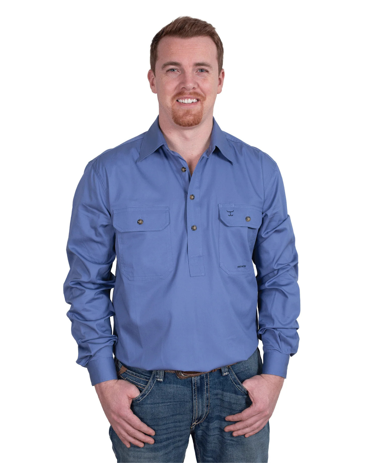 Just Country Mens Cameron Half Button Country Workshirt