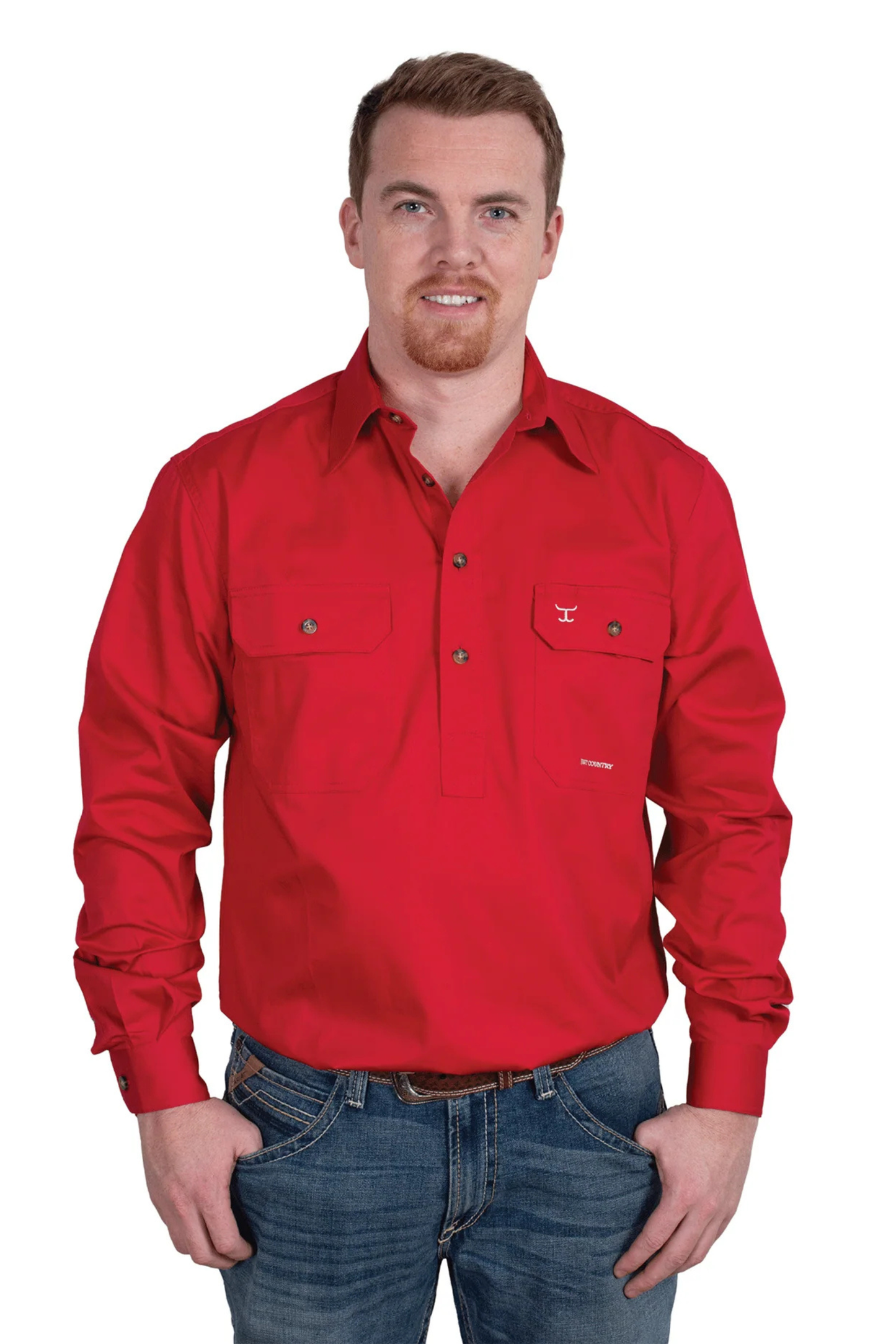 Just Country Mens Cameron Half Button Country Workshirt