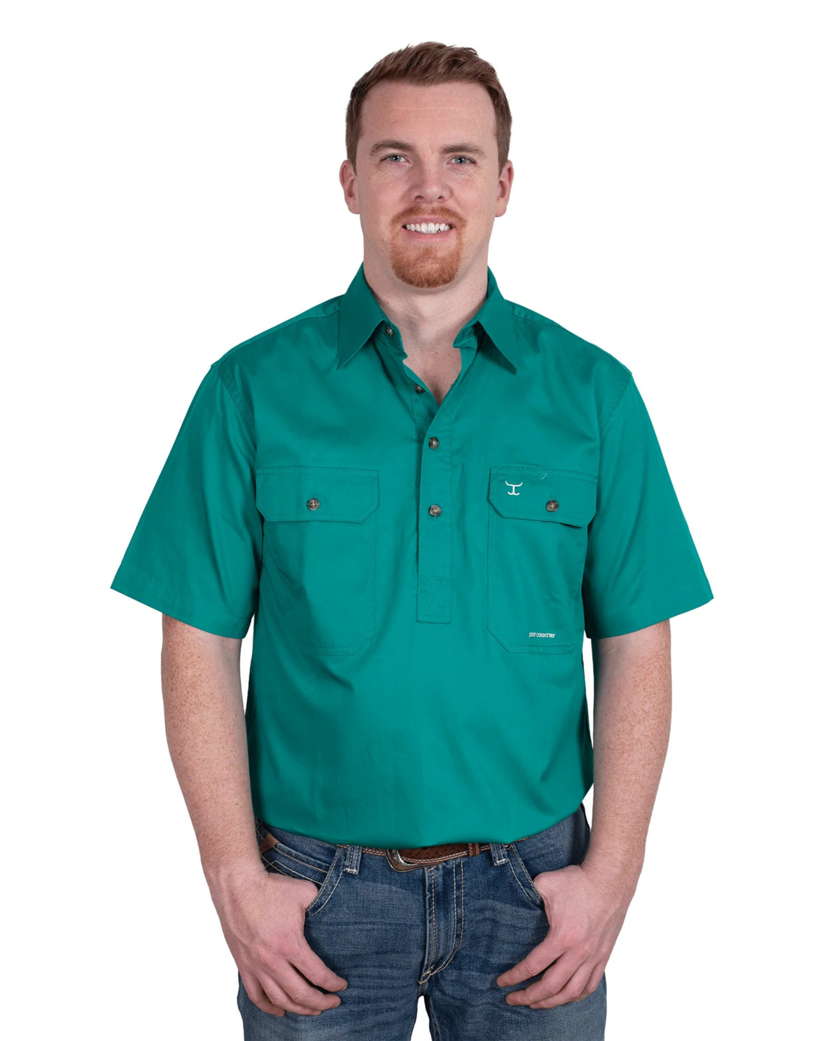 Just Country Mens Adam Half Button Short Sleeve Workshirt