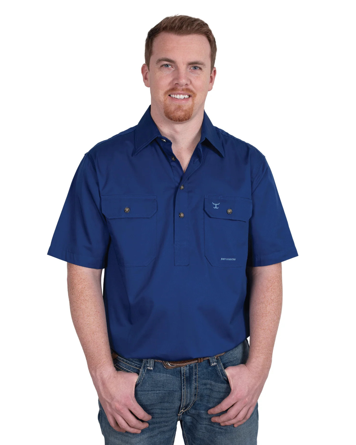Just Country Mens Adam Half Button Short Sleeve Workshirt