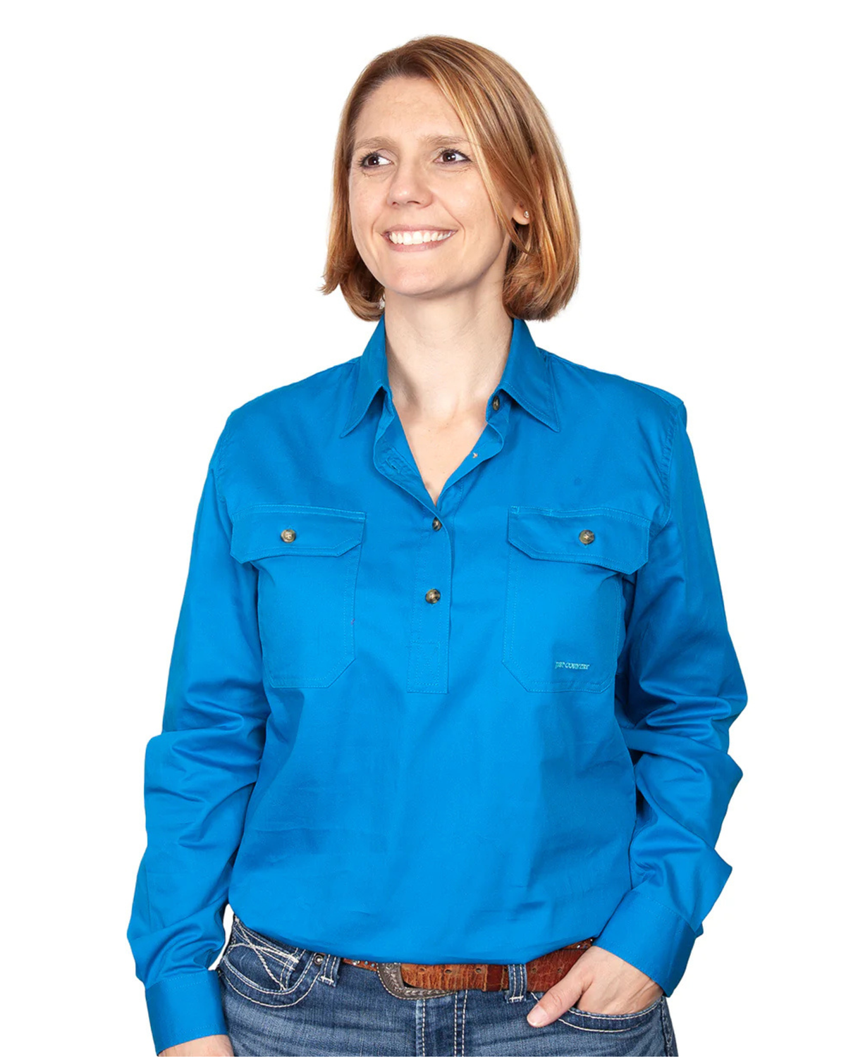 Just Country Womens Jahna Half Button Country Workshirt
