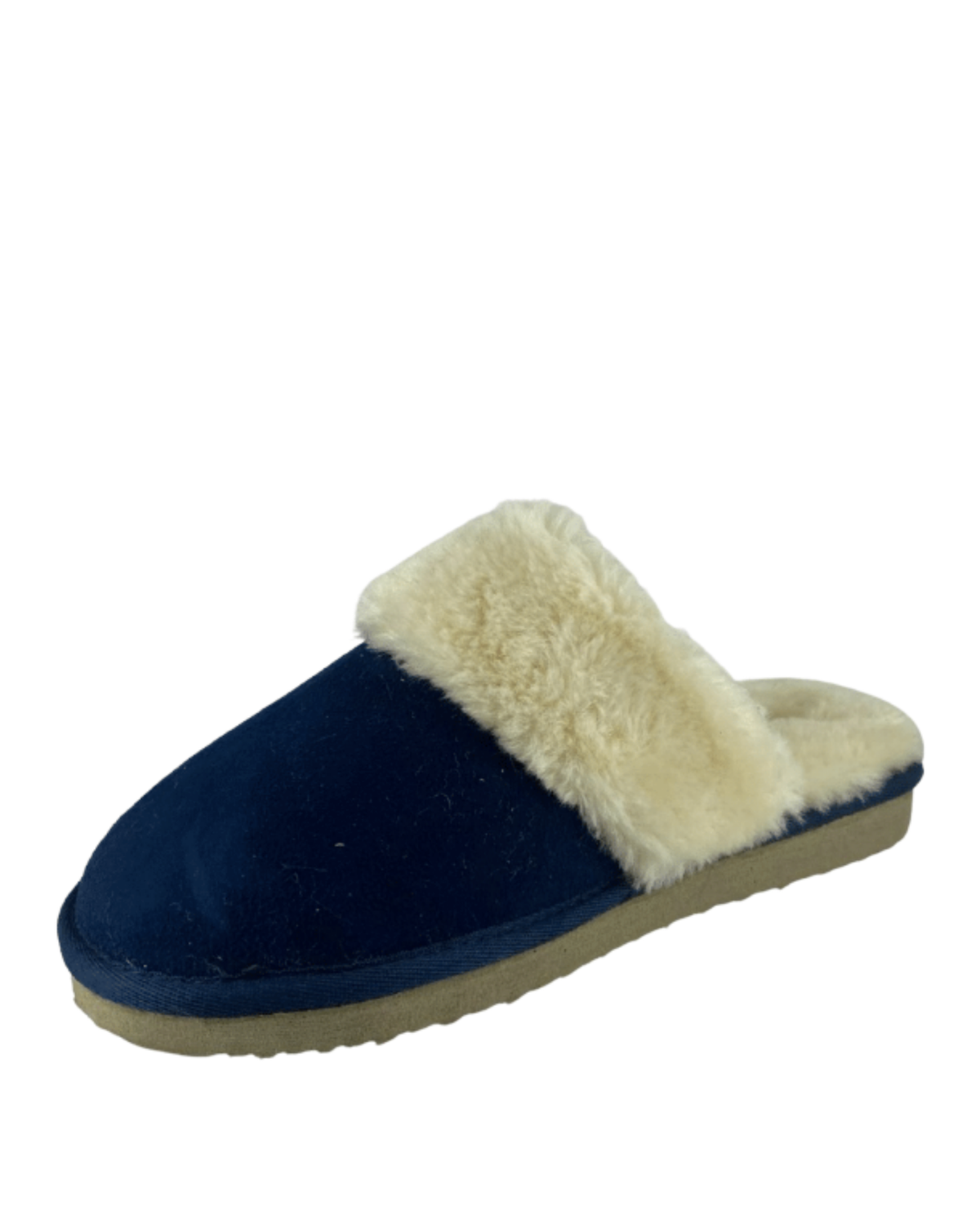 Womens Fur Trim Slip on Slipper Microfibre/Faux Fur