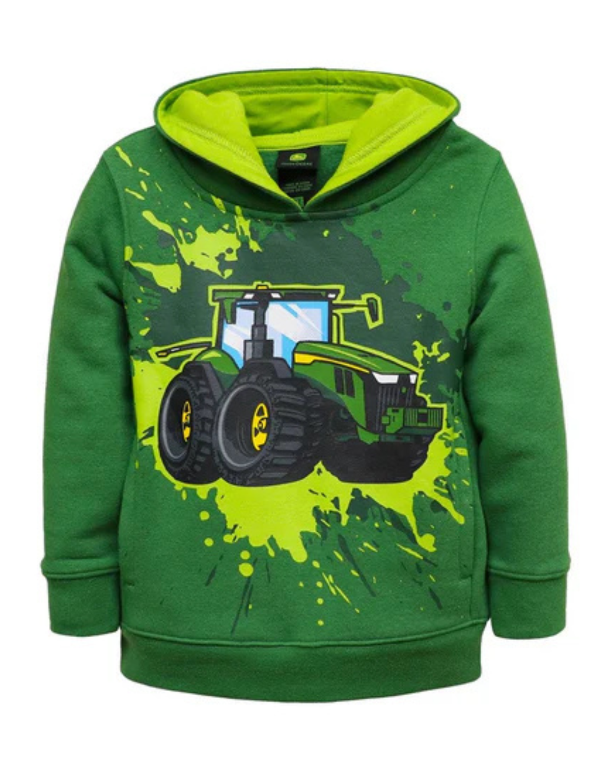 John Deere Splash Tractor Childs Fleece Hoodie