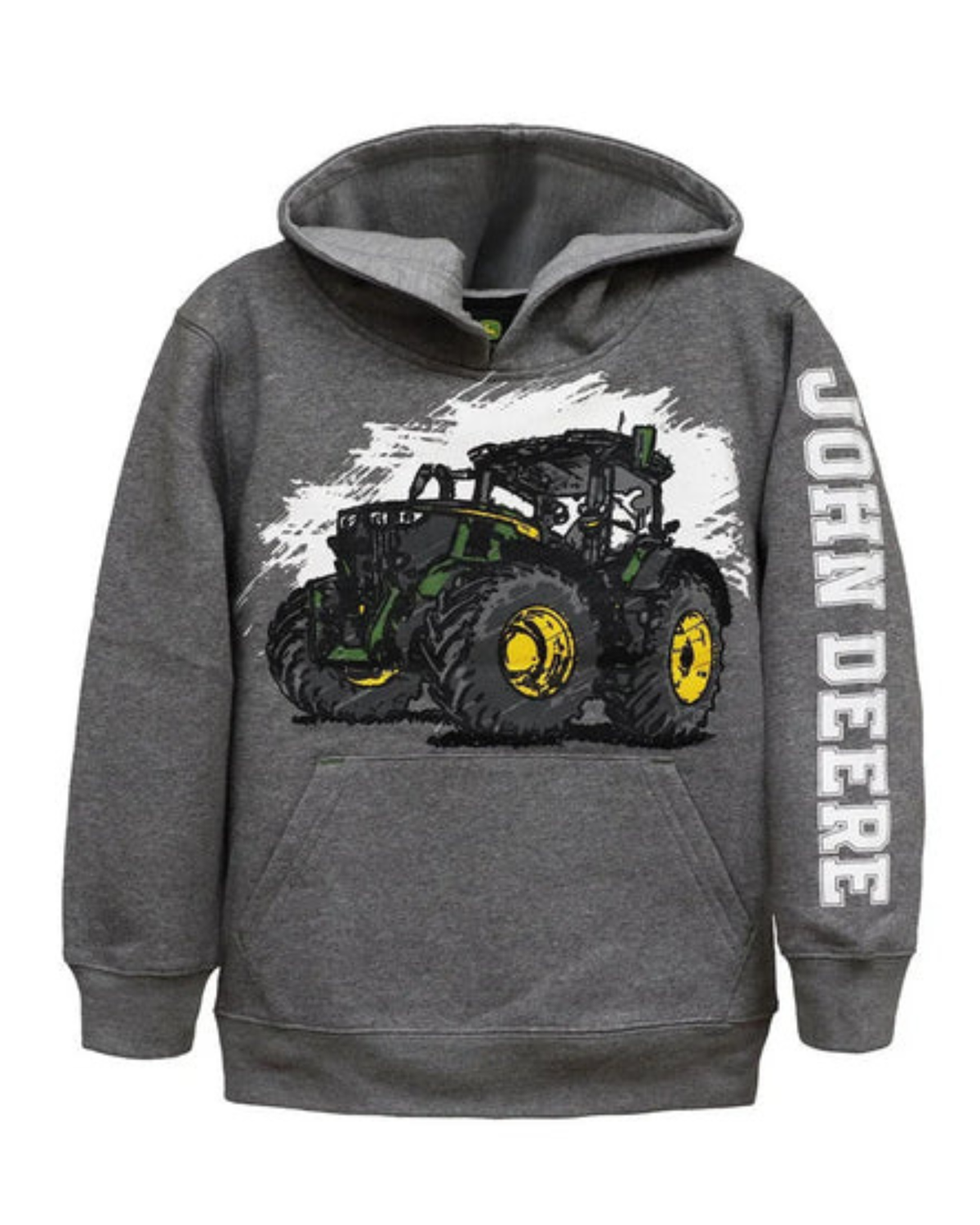 John Deere Sketch Tractor Childs Fleece Hoodie