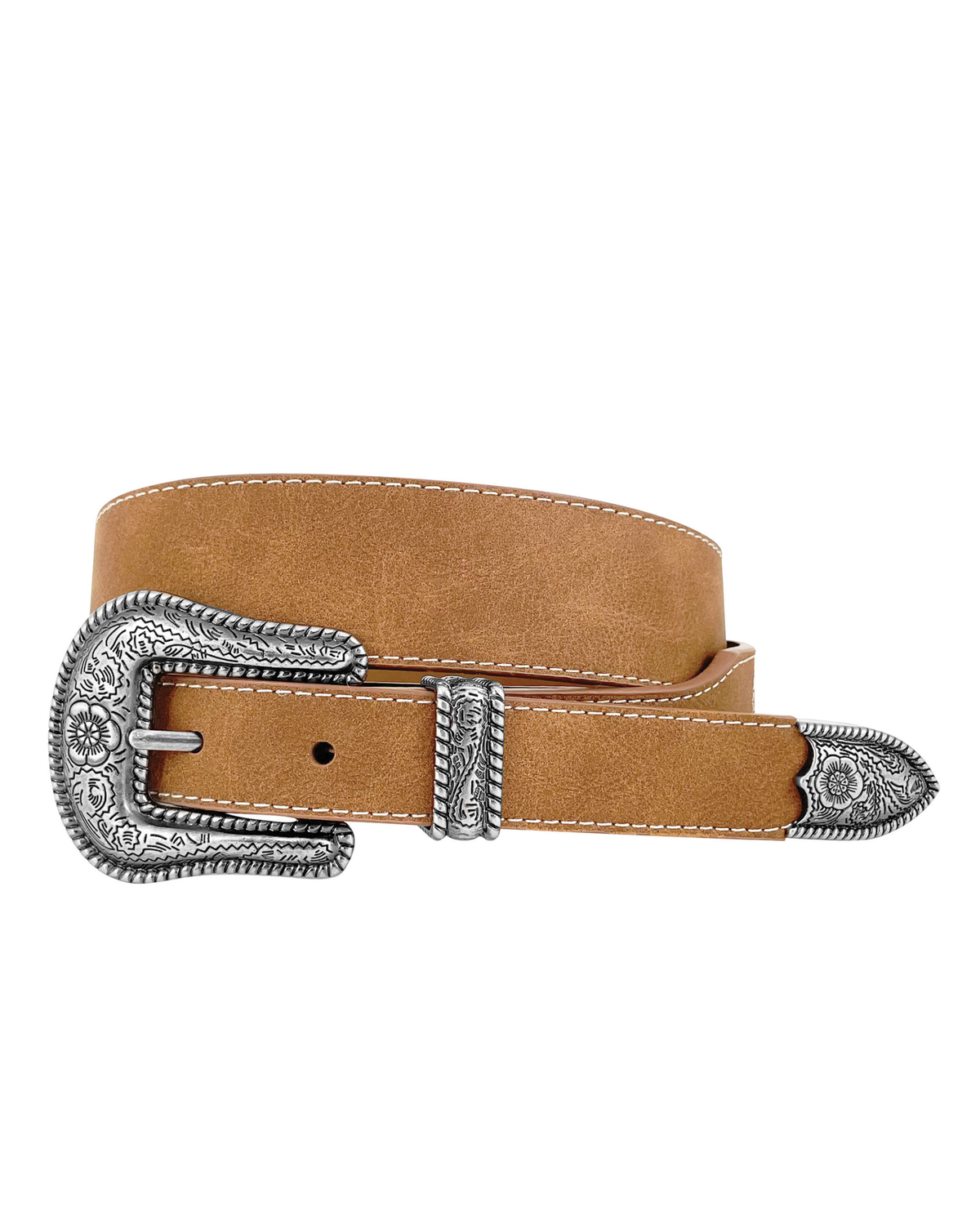 Roper Womens Belt 1 Inch Tapered to 1.1/2 Inch Genuine Leather Three Piece Buckle Set