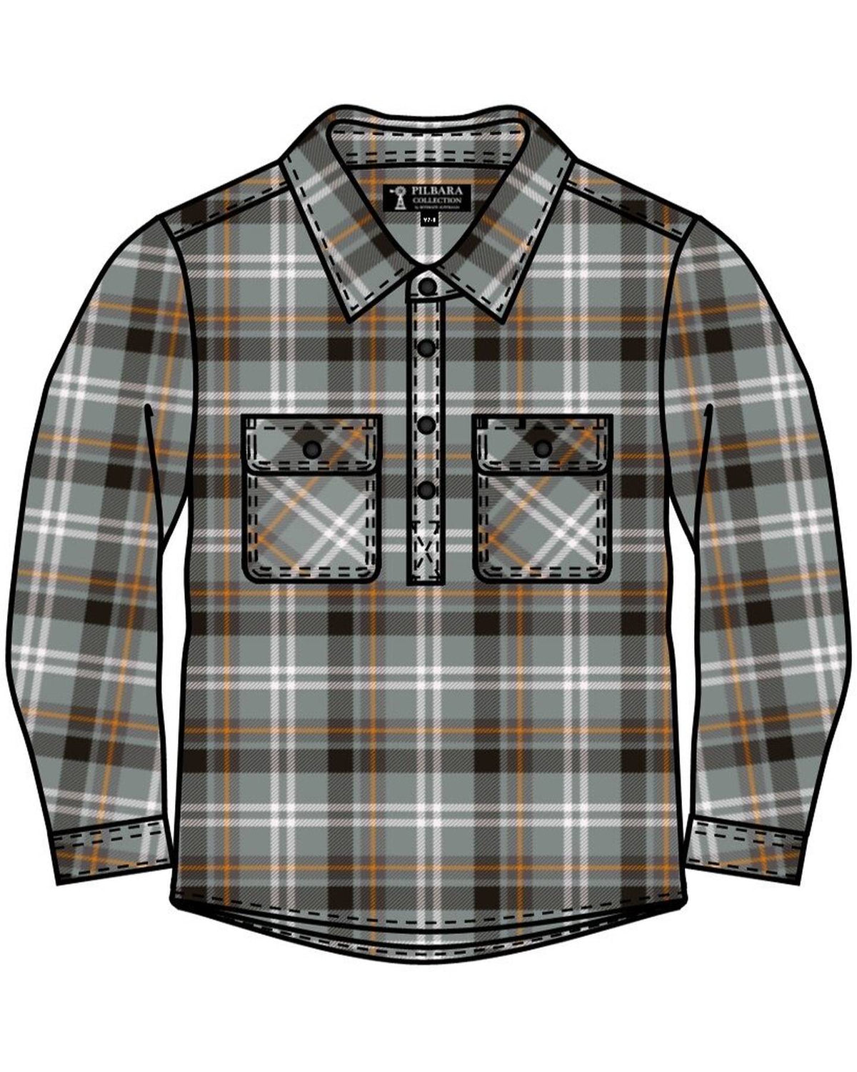 Pilbara Kids Flannelette Shirts Closed Front