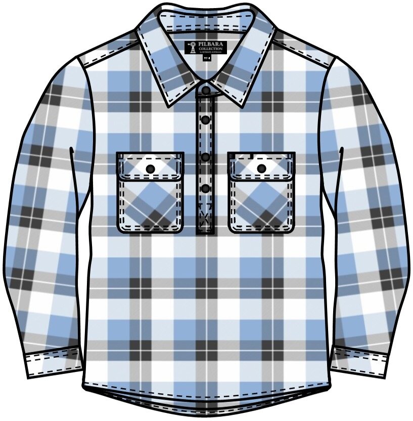 Pilbara Kids Flannelette Shirts Closed Front